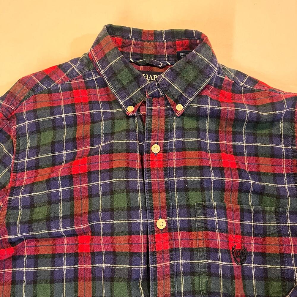Chaps Plaid Flannel Button Down Shirt Red Green Tartan‎ Preppy Men’s Small